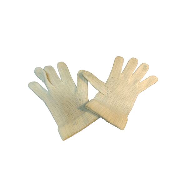 Vintage knitted childs gloves with clear and silver bead embellishments - Picture 2 of 3